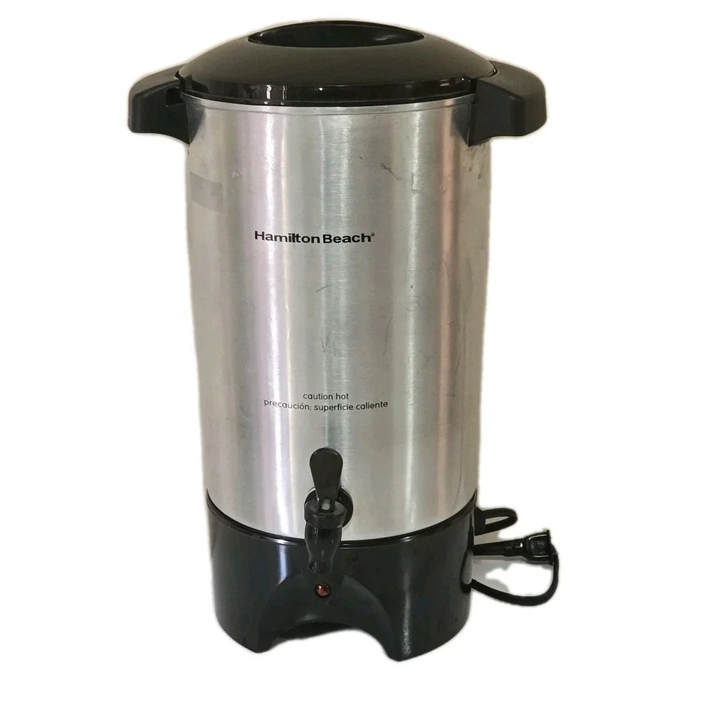 Hamilton Beach 42 Cup Coffee Urn Model 40515 Silver Red Tested Works COMPLETE